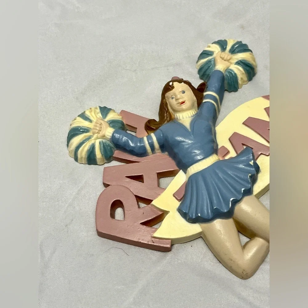 Vintage Burwood Products Cheerleader Wall Hanging Made in USA 1993
